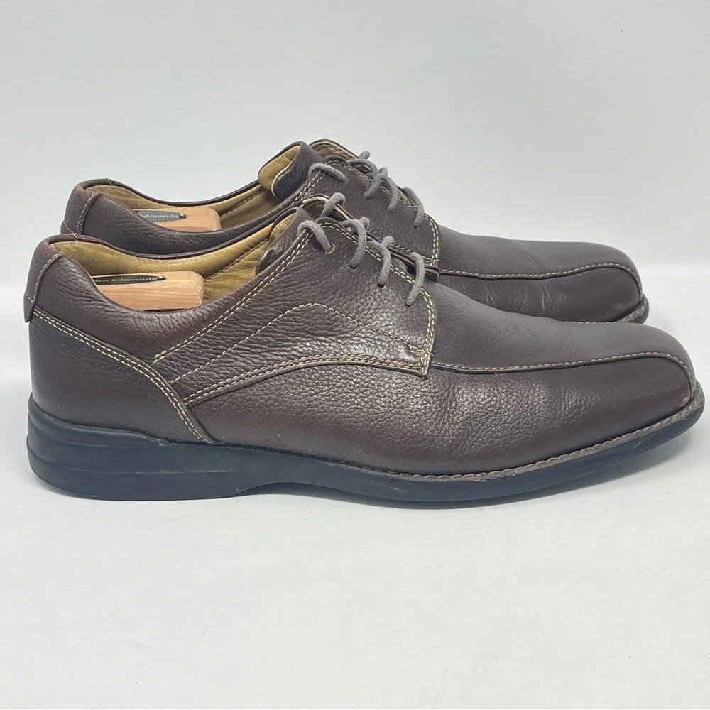 Johnston & Murphy Hunley Shoes Mens 11.5 M Brown Leather Stitched Casual Lace Up